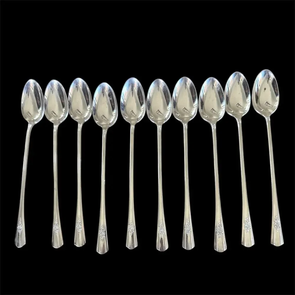 Vintage WM Rogers Desire Iced Tea Spoons  Set of 10 (1940s) Silverplate Flatware